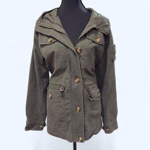 YOKI Olive Green Grunge Utility Jacket